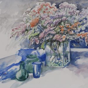 Oss, Diny van - Bloemen in accubak - 1990