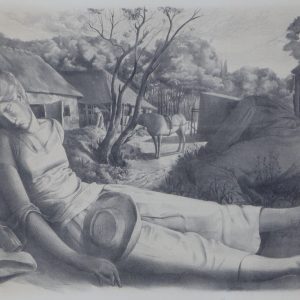 Wit, Kees de - Rustende boer bij boerderijen in Vlijmen -