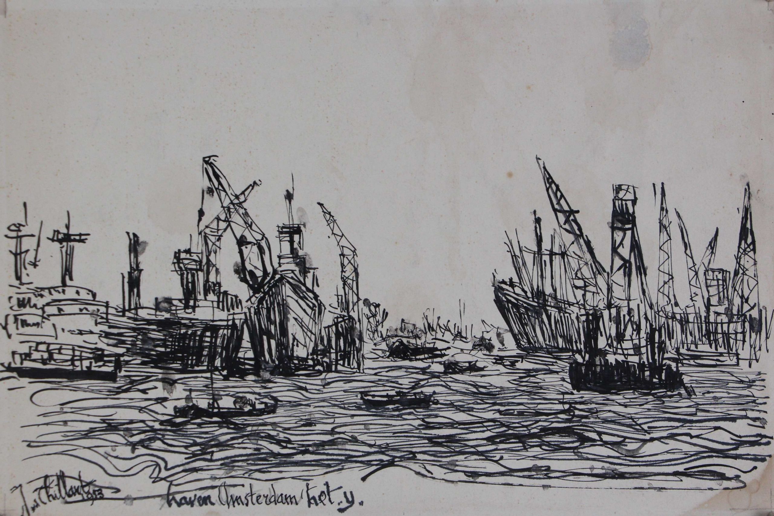 Thillart, Jan van den - Haven Amsterdam, het IJ - 1953